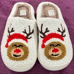 Christmas reindeer rubber sole slippers! Super soft and comfy! New in package